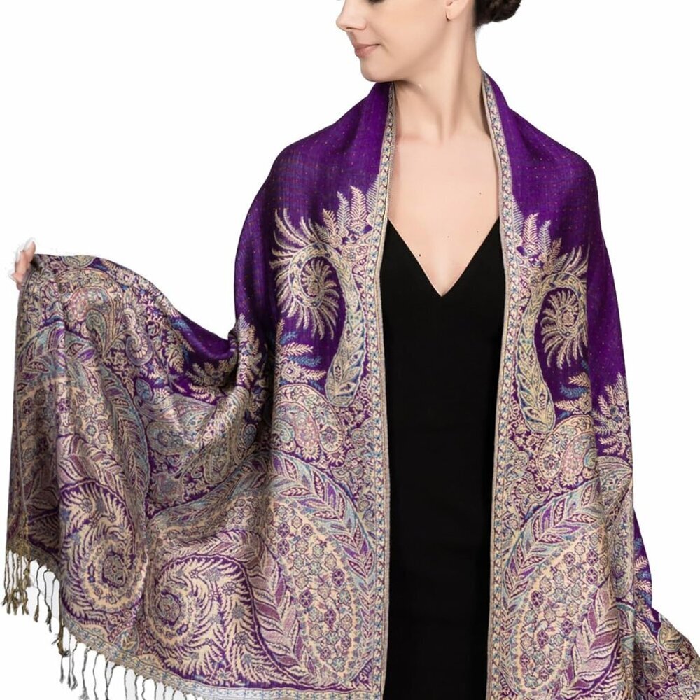 Reversible Paisley Pashmina Rave Scarf, Shawls and Wraps for Evening Dresses, Ex